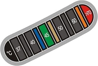 3 Pack Horizontal Stick Thermometer Strip, Color Changing Temperature Sticker for Metal Milk Frothing Jug Coffee Cup Tea Kettle, Waterproof Adhesive Thermometer Strip up to 70?