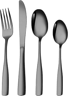 Naidev Silverware Set for 1, 4-Piece 18/10 Stainless Steel Flatware Set,Forged Cutlery Set Matte Finish for Home,Restaurant and Parties, Dishwasher Safe.