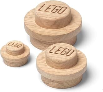 LEGO HOME Wooden Wall Hanger Set - 3 Pieces in Oak | Functional Coat Hangers & Decorative Home Accessories | Wall Hooks in 3 Sizes