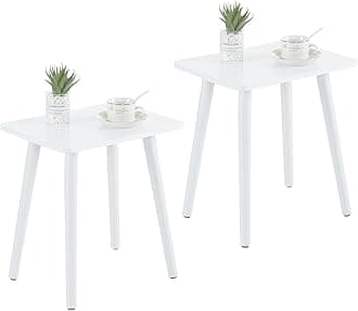 Apicizon Small Side Table Set of 2, Accent Wooden End Table, Modern Nightstand Bedside Table for Bedroom, Living Room, Small Spaces, Nursery, Easy Assembly, White