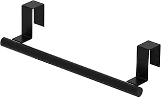 Cabinet Door Towel Bar - Single, Stainless Steel & Matte Black Over Cupboard Door Towel Holder