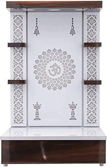 Wooden Temple White LED Light for Home and Office|Home Temple|Puja Mandir|Wall Hanging & Table Top Home Mandir(TMP09) SIZE-36x24x16 In