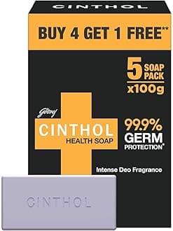 Health+ Soap, 100g (Pack of 5) - 99.9% Germ Protection | Insta Deo Fragrance | Soaps For Bath | Grade 1 Soap | For All Skin Types