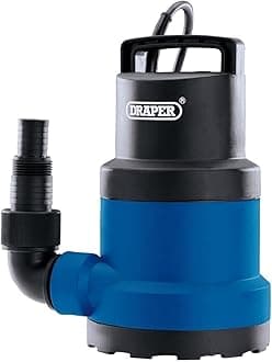 Draper 250W Portable Submersible Clean Water Pump |Max Flow Capacity 6480 l/h Electric Pump | Thermal Overload Protection | Irrigation Tool |10M Cable Draining Pump| 98911