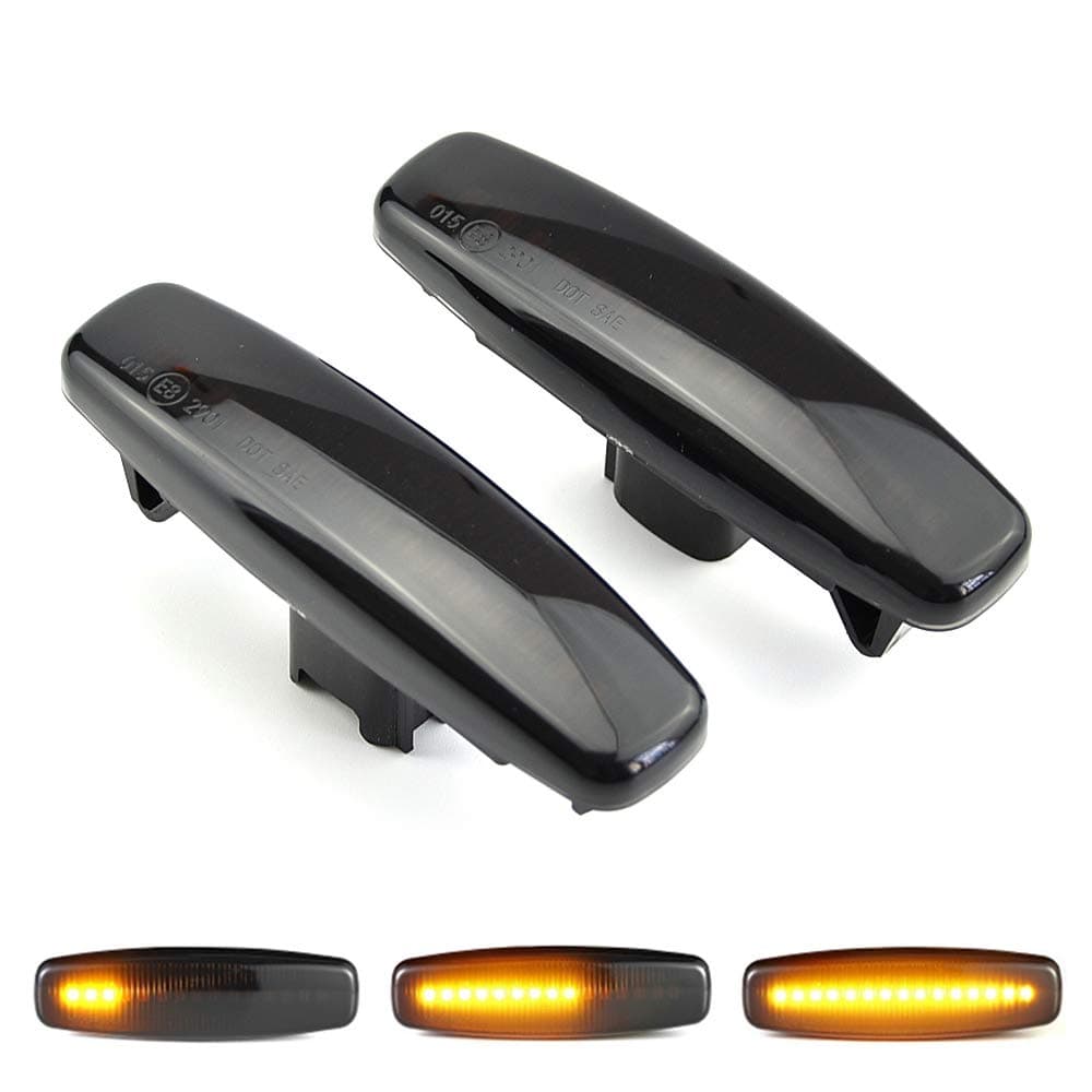2Pcs Dynamic Flowing Sequential LED Side Marker Turn Signal lights Compatible with Infiniti FX35 FX37 G35 M35 M37 Nissan Murano Fuga Pathfinder Skyline, Smoked Lens