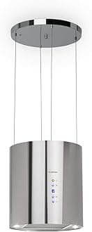 Klarstein Berett Island extractor hood - extractor hood, 35 cm Ø 35 cm, 190 W motor power, max. 560 m³/h air circulation, 3 power levels, LED hob lighting, stainless steel, Grey