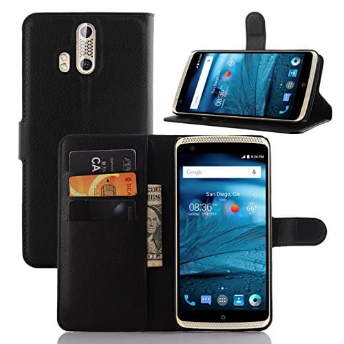ZTE Axon Pro Case,CAPY Wallet PU Leather Case Flip Cover Case Built-in Card Slots & Stand & Stylus Pen for ZTE Axon Pro ((Black)