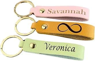 CustomPersonalized Leather Keychain, Custom Name Text Logo Emblem Customized Apparel Bulk Gifts Family Group Item
