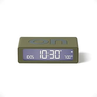 – Lexon Flip Mini digital alarm clock, On Off LED clock with Adjustable Brightness, Rechargeable or Mains Powered, Sleek Retro Bedroom Decor Ideal for Alarm Clocks Bedside Use - Khaki