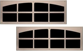 Faux Garage Door Windows, 2-Pack Simulated Window Overlay Panels for Curb Appeal, Fake Decorative Garage Door Window Covers, Easy DIY Install, Made in USA, Coach House Accents, (Signature, Sandstone)