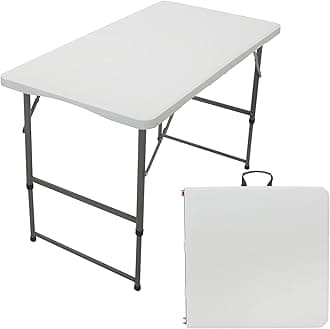 Rainberg 4ft Heavy Duty Folding Table - Picnic, Camping, Garden, Outdoor Diner, BBQ (White)