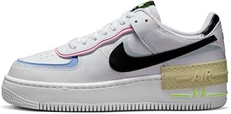 NikeWomen's Air Force 1 Shadow Shoes, White Gold Team Platinum Pure Black, 12