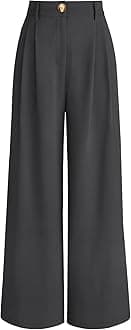 AUTOMET Wide Leg Dress Pants Womens Work Business Casual Trendy Palazzo Flowy High Waisted Comfy Trousers 2024 Fashion Suit Pant Dressy Outfits Office Clothes Grey, Medium