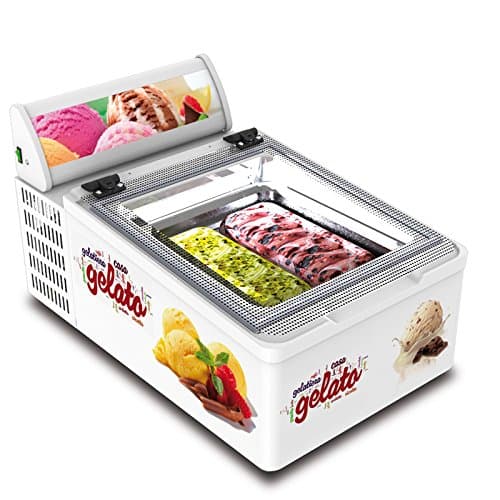 151-1 Ice Showcase Mini Cream 2 V LED Lit with Advertising Frame