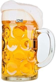 BINZO Glass Big 1300ml, 1000 ml, 600 ml, Extra Large Jumbo Size Beer Mugs with Handle, Multipurpose Mug for Milk, Juice, Oversize German Beer Stein Glasses, Size - (600 ML, Set of 2)