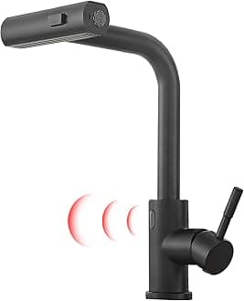 GIMILI Matte Black Touchless Kitchen Faucet with Pull Down Sprayer, 15” Hight Single Hole Handle Kitchen Sink Faucets