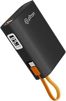 - pTron Dynamo Rush 10000mAh 22.5W Nano Power Bank, Compact Size Fast Charging, Supports VOOC/Wrap/Dash USB Charging, 20W PD Fast Charging, USB Type-C Input Cable, 2 Output Ports & BIS Certified (Black)