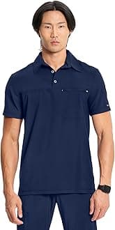 Cherokee Infinity Mens Scrub Top Modern Fit Polo T-Shirt with Zipper Chest Pocket - CK825A