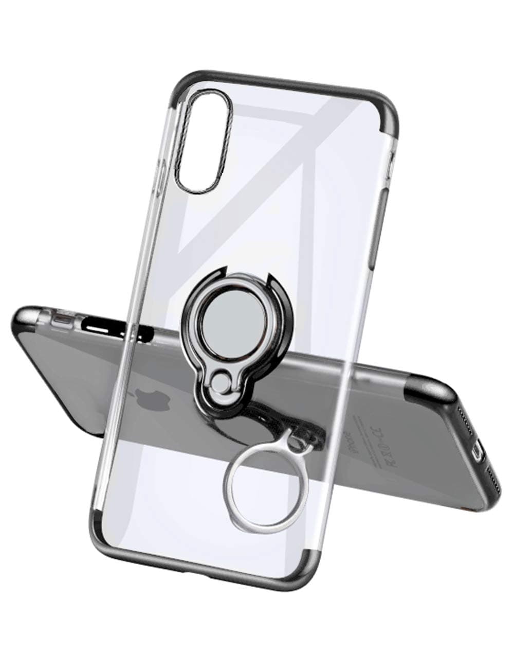 Yoopake iPhone Xs Max Case Clear Slim Fit Ultra Thin Cover with Grip Ring Holder Stand (360ยฐ Rotatable) and Magnetic Back for Car Mount, Protective Phone Case for iPhone Xs Max Black