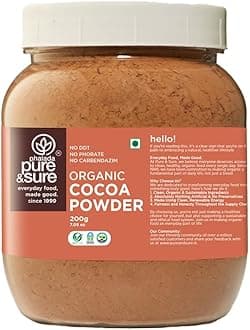 Pure and Sure Organic Cocoa Powder | Natural Unsweetened Cocoa Powder | Dark Cocoa Powder For Cake | 200 gm.