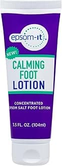 Calming Foot Lotion - Topical Magnesium Cream for Tired Feet & Ankles, Epsom Salt Magnesium Sulfate Rub with Urea, Soften Tough Skin & Cracked Heels, Stiffness in Legs, Knees and Feet, 3.5oz