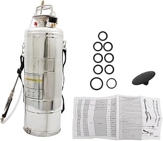 Heavy Duty Stainless Steel Sprayer, 3 Gallon Pump Sprayer, 12L Stainless Hand Pump Sprayer for Lawn, Garden Watering, Floor Cleaning (20 Wand & 3FT, Silver)