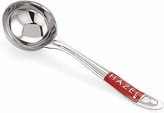 HAZEL Stainless Steel Ladle for Kitchen | 7.3 cm Dia Round Soup Serving Spoon | Heavy Duty Kitchen Spoodle for Cooking, Serving, Curry, Dosa, Gravy