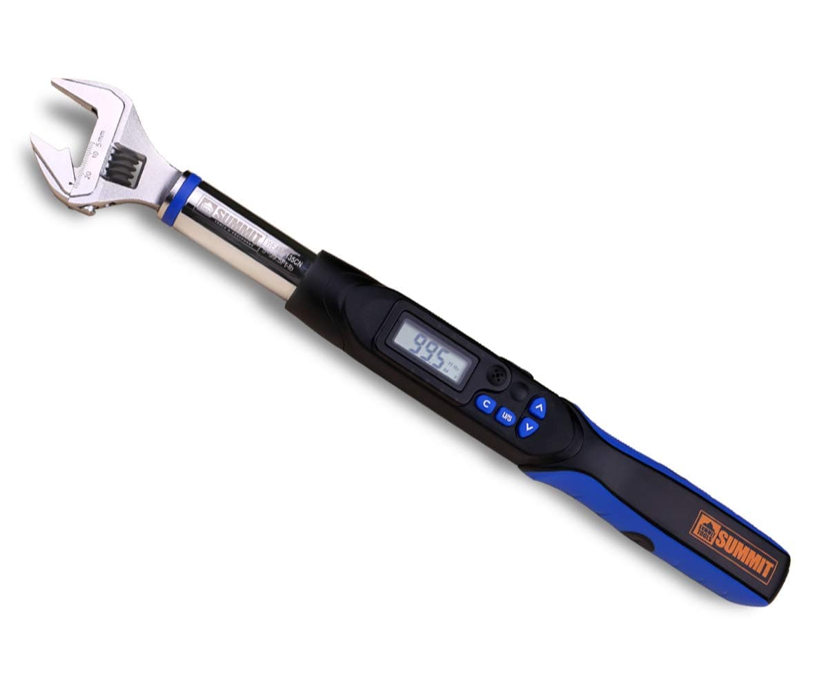Adjustable Digital Torque Wrench, 5 to 99.5 ft-lb. Torque Range, 5-26 mm Adjustable Jaw, Set Target Torque, Buzzer and LED Indicators, Large LCD Display, Calibrated (WEA08-135CN)