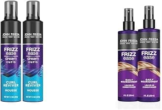 John Frieda Frizz Ease Curly Hair Reviver Mousse Enhances Curls, a Soft Flexible Hold & Frizz Ease Daily Nourishment Leave-in Conditioner, 8 Ounces (Pack of 2)