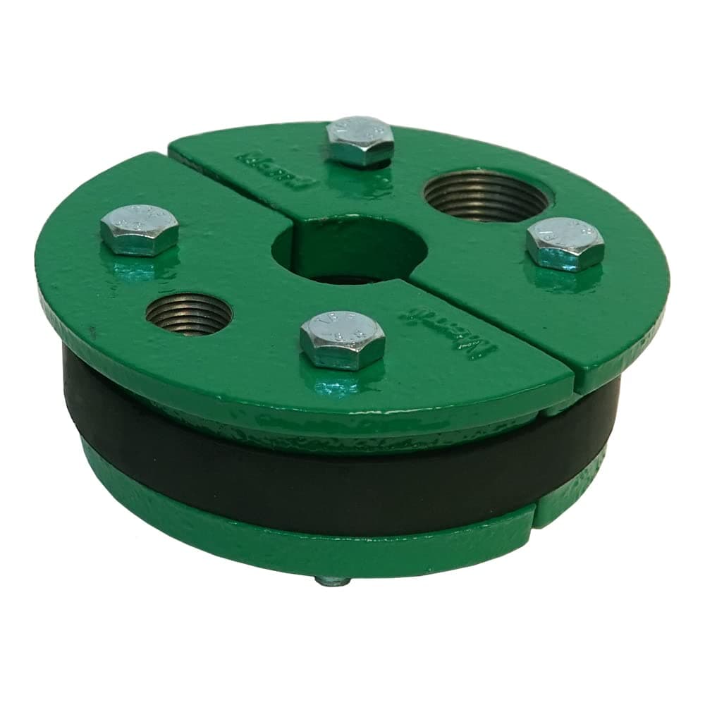 MFG 5" Cast Iron Well Seal Cap with Split Top Plate – Single Drop 1" Water Well Seal for Submersible and Jet Pumps, Heavy-Duty Cast Iron Construction for 5 Inch Well Casing