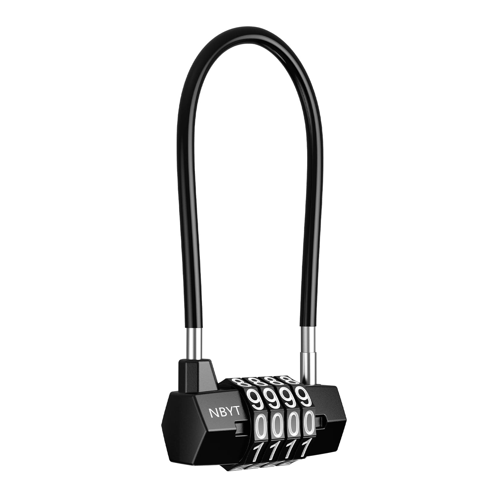 LOFICOPER Long Shackle Combination Lock, 4 Digit Combination Long Padlock, Waterproof Outdoor Cable Lock Gym Locker Lock for Gate Cabinet, School, Fence, Toolbox, Case