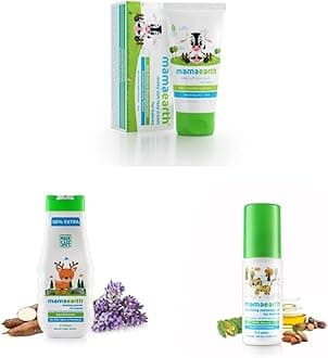 Mamaearth Milky Soft Natural Baby Face Cream for Babies 60mL & Dusting Powder with Organic Oatmeal & Arrowroot Powder 150g & Soothing Massage Oil 100% Natural Oils for Babies and Kids,100ml