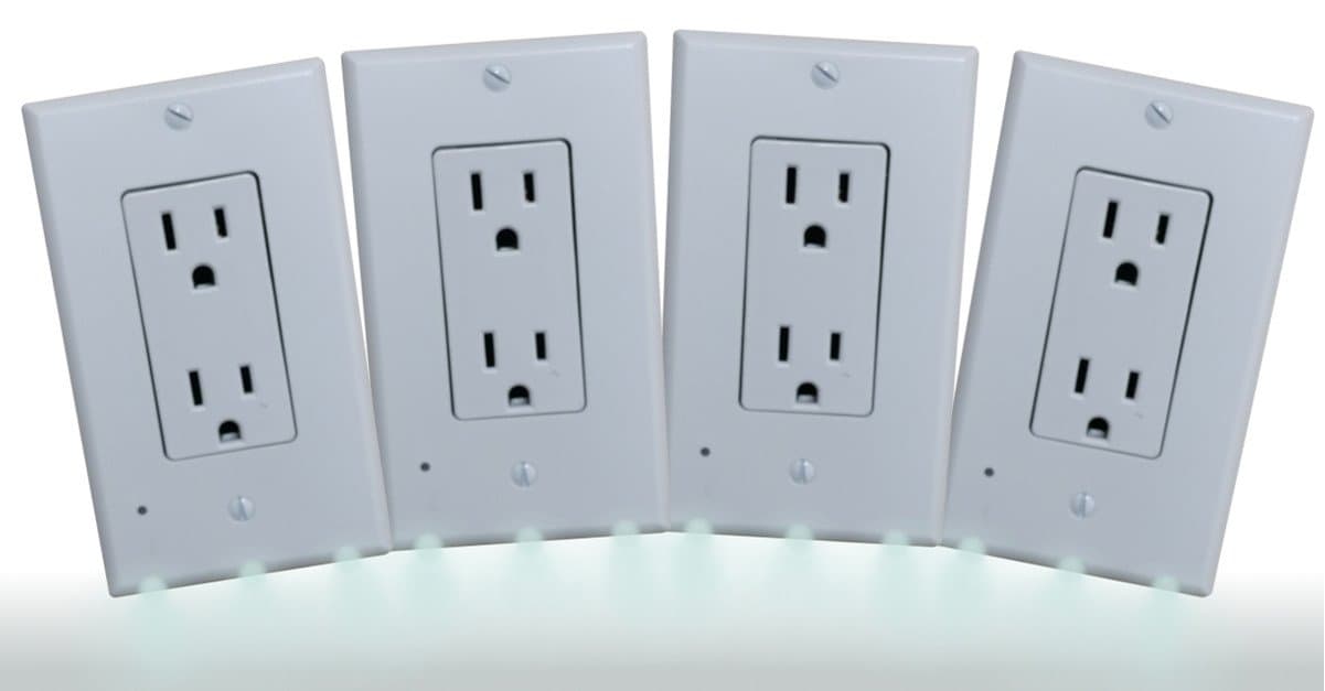 Wall Plate Night Light - 3 LED Outlet Cover - ( 4 Pack ) - Safety Light for Bathroom, Kitchen, Bedroom Decor DIY Home Improvement - Simple to Install. DECOR style cover plate, Sold by Guco Products.