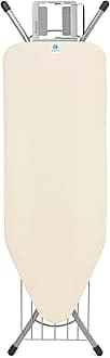 Brabantia Size C Ironing Board (49 x 18in) 7 Height Options, Adjustable Steam Iron Rest Holder & Linen Rack (Ecru) Non-Slip Feet, Anti-Collapse Child Locks