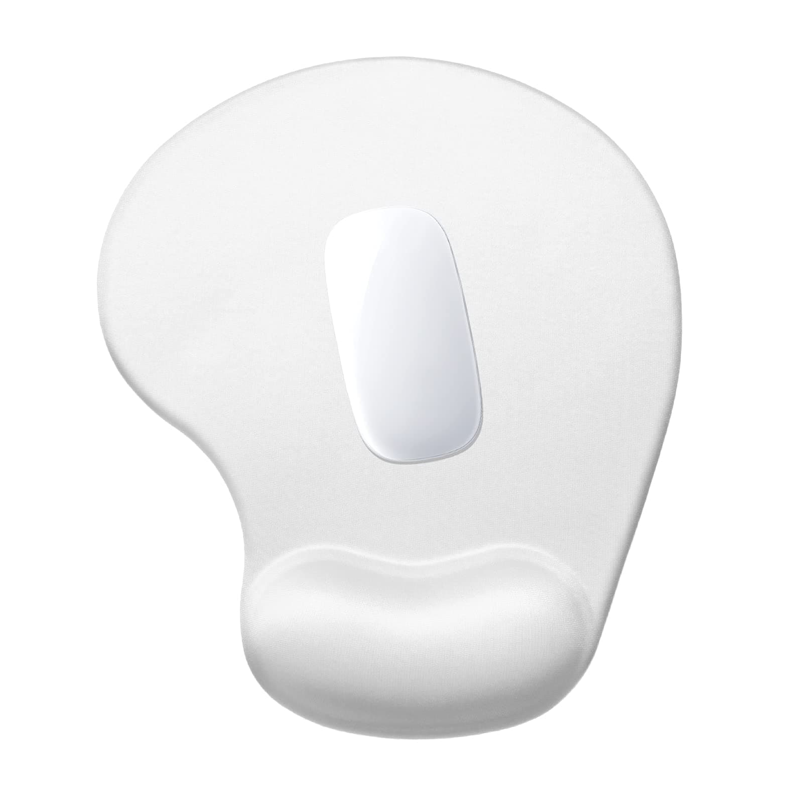 Hsurbtra Ergonomic Mouse Pad with Wrist Rest Support, Gel Mouse Pads with Non-Slip PU Base, Pain Relief Memory Foam Computer Mat, Cute Office Supplies Desk Decro Accessories, Ivory White