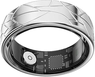 Smart Ring Fitness Tracker Sleep Tracking Heart Rate Monitor Pedometer, Waterproof Activity Tracker Fitness Ring Steps Counter, Gesture Controls for Short Video, 8 Days Last, Silver, #12
