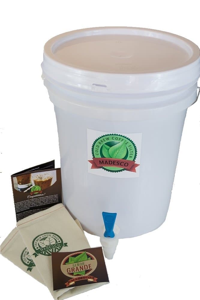 Bundle: Cold Brew Coffee and Iced Coffee 5-gallon Dispenser and 2 Sets of Senior Grande Reusable Filters and Liners from Madesco by Madesco