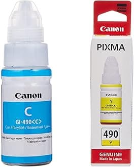 Canon Gi-490 Ink Bottle, Cyan & Canon Gi-490 Ink Bottle, Yellow