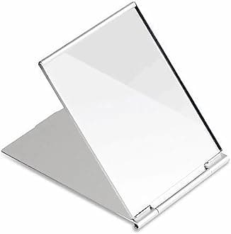 G2PLUS Portable Folding Vanity Mirror, Ultra-Slim Aluminum Shell Travel Mirror, 4x3 Inch Small Mirror for Travel, Bathroom, Makeup, Beauty, Grooming
