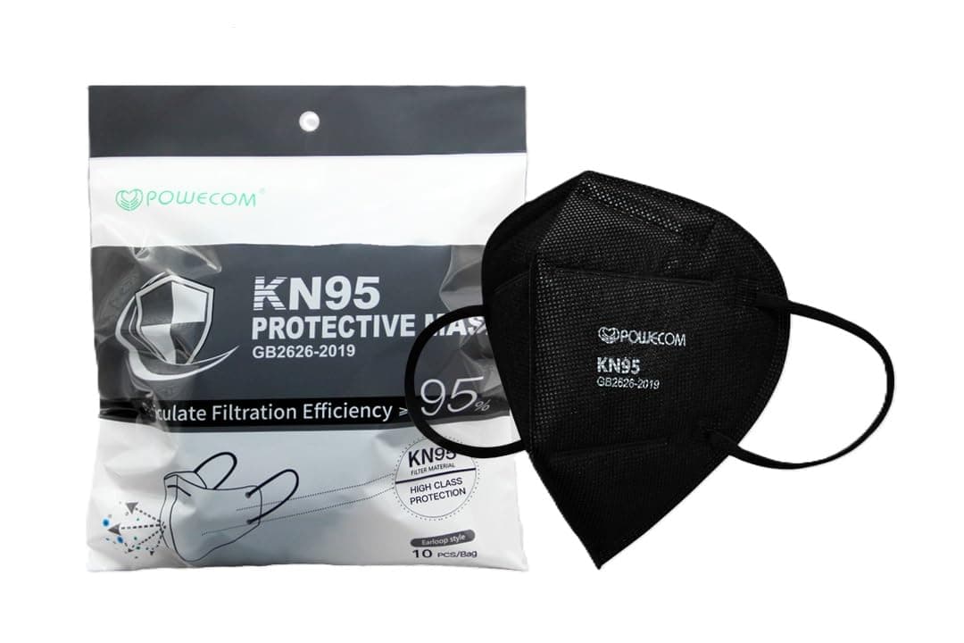 KN95 Respirator Face Masks (10 Pack) | Black | Earloop Style