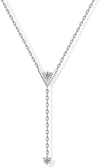 PAVOI 14K Gold Plated Simple Drop Lariat Necklace for Women with Cubic Zirconia | Dainty Necklace