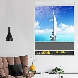 Zshine Day and Night Dual Layers Manual Roller Shades and Light Filtering Zebra Shades Suitable for Home, Office, Hotel, Club, Restaurant, Cinema Windows (Customize Pattern 2)