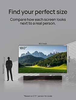 AWOL VISION 180-inch Projector Screen Fixed Frame, 1.3 dB Peak Gain, The Perfect Combo with LTV-2500, 80% Picture Quality Improved, 4K / 8K Ultra HD, Active 3D Wall Mount Projector Screen, MW-180
