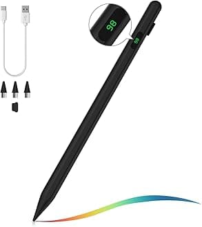 Stylus Pen for Touch Screen, Active Universal Stylus Pen Compatible with iPad/iPhone/Samsung/Tablet Devices and Other iOS/Android Smartphone, Tablet Pen with Power Display, Black