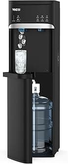 VECYS Bottom Loading Ice Maker Self-Clean Hot Cold Water Dispenser for 5 Gallon Bottle, 22LBS Daily Ice Making, Child Safety Lock, Ideal for Home and Office, Black