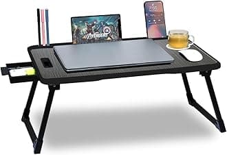 VISBY INDIA Wood Office Table For Home/Writing Desk For Office/Folding Table For School/Folding Study Table/Work From Home Multipurpose Table (Black Cotted, 59 Cm, 40 Cm)