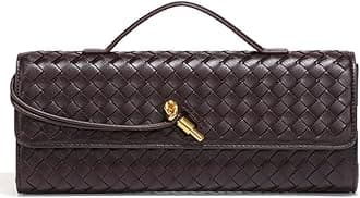 Trendy Woven Evening Clutch Purses Women Underarm Shoulder Handbag Cute Satchels Crossbody Purse PU Leather Wallet