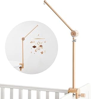 let's make Baby Crib Mobile Arm - Wooden Mobile Arm with Height Adjustable＆360° Rotatable Upgraded Arched Base Nursery Mobile Holder for Crib Mobile Hanger Baby Crib Attachment Nursery Decor