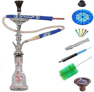 Khalil Mamoon Egyptian Shisha Hookah set, Stainless Steel with full accessories, Multicolor