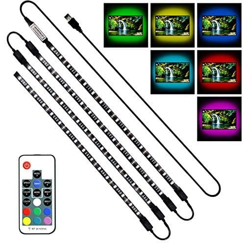 Achivy USB LED Lighting Strip - 4 x1.64ft/2M Multi-Color RGB 5050 DC5V LED TV Backlight Strip with RF Remote, Bias Lighting for HDTV, Flat Screen TV
